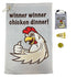 grey winner winner chicken dinner golf towel, with tee bag, four wooden golf tees, and bling ball marker and magnetic hat clip