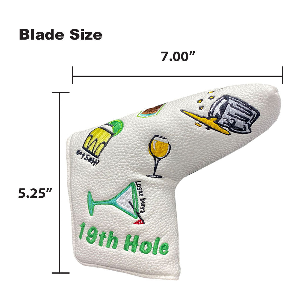 Giggle Golf 19th Hole blade putter cover is 7" x 5.25".