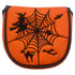 orange and black halloween golf mallet putter cover with spiderweb design on front