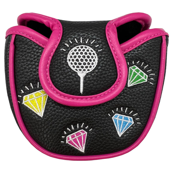 Swing With Bling black mallet putter cover for ladies with magnetic closure
