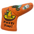 orange fiesta time leather blade putter cover with magnetic closure