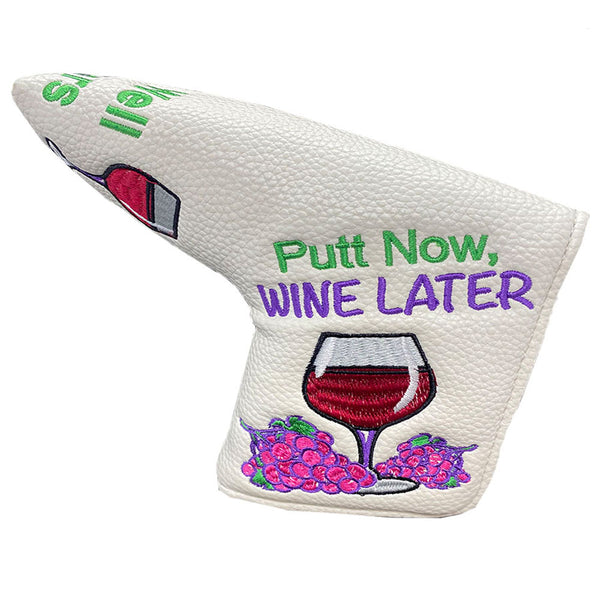 putt now wine later (red wine side) golf blade putter cover