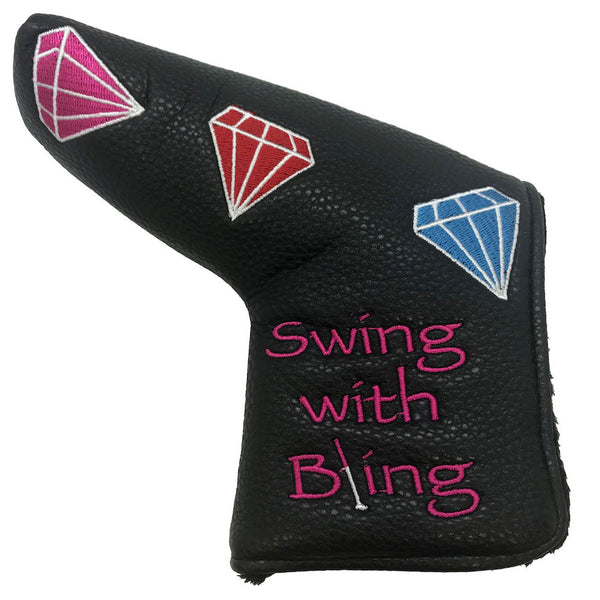swing with bling blade putter cover (pink red and blue diamond)
