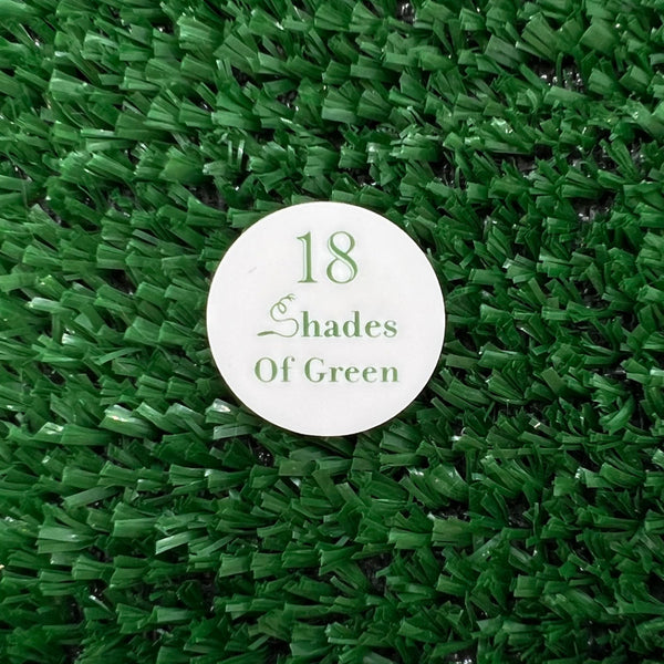 18 Shades Of Green Quarter Size Plastic Golf Ball Marker - pack of 50 units or 100 units
