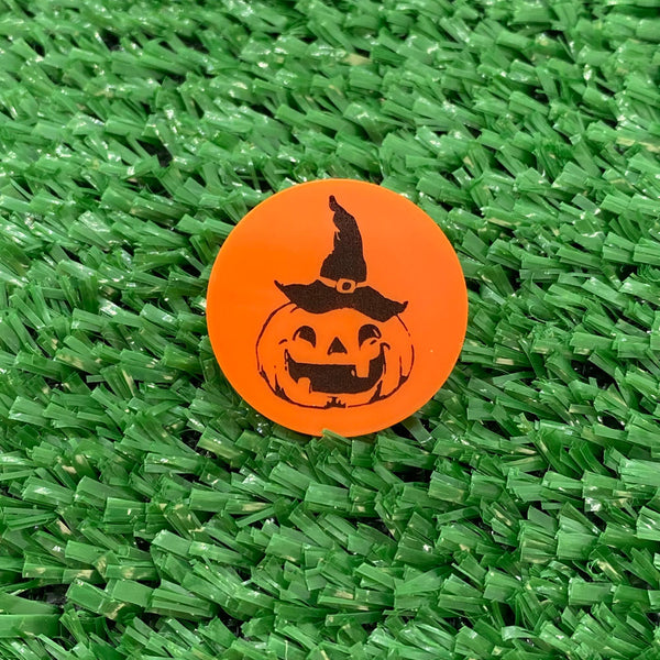 Orange and Black Pumpkin Quarter Size Plastic Golf Ball Marker