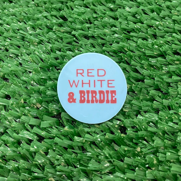 Red White & Birdie Quarter Size Plastic Golf Ball Marker
