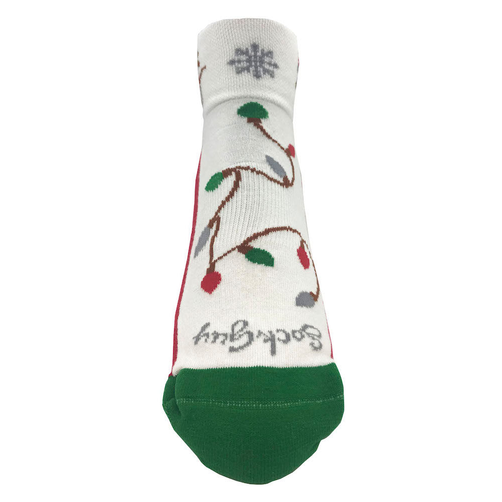 holiday women's golf sock with Christmas lights