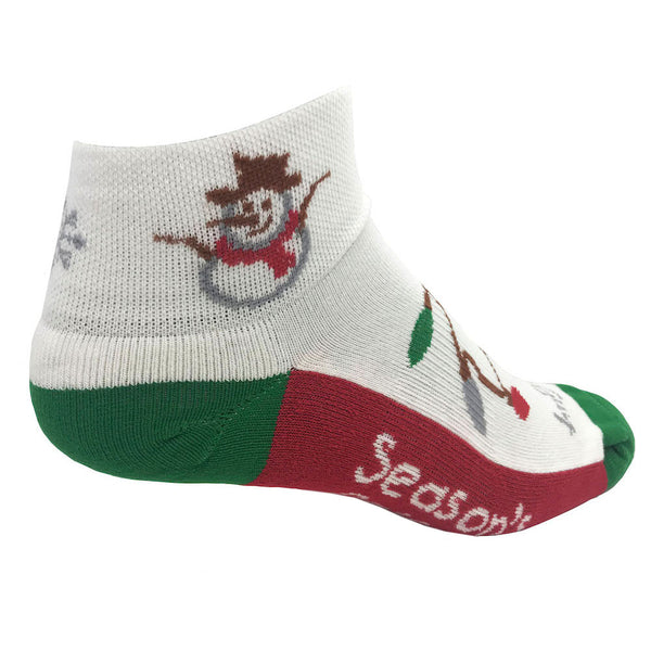 holiday women's golf socks with snowman on cuff