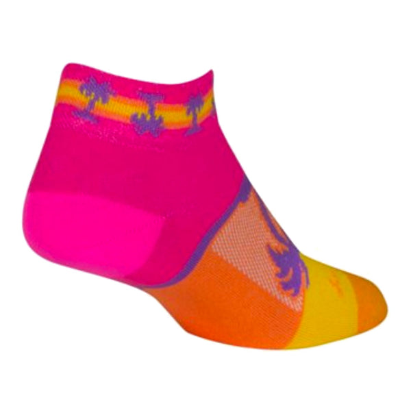 tropical women's sock with purple palm trees design