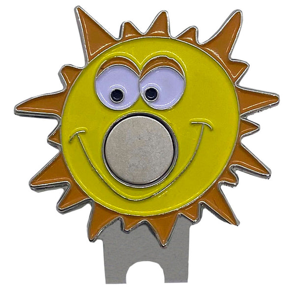 giggle golf yellow orange sun shaped magnetic hat clip