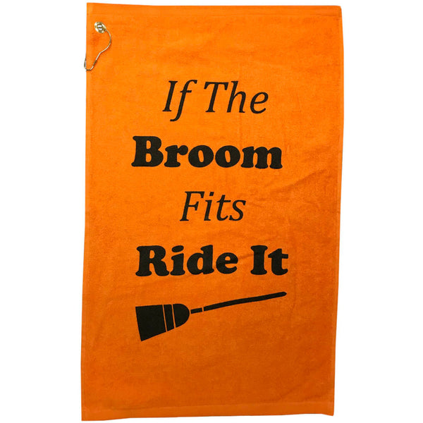 if the broom fits ride it cotton terry velour golf towel with grommet and hook