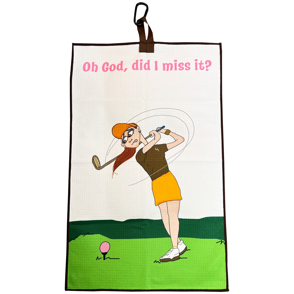 Giggle Golf Oh God Did I Miss It Women's Waffle Golf Towel