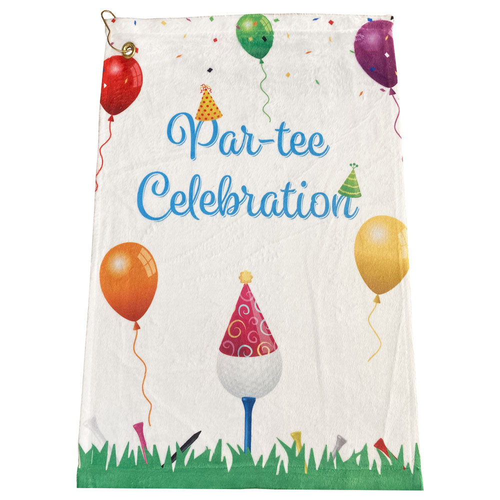 15" x 22" par-tee celebration golf towel/ great birthday gift