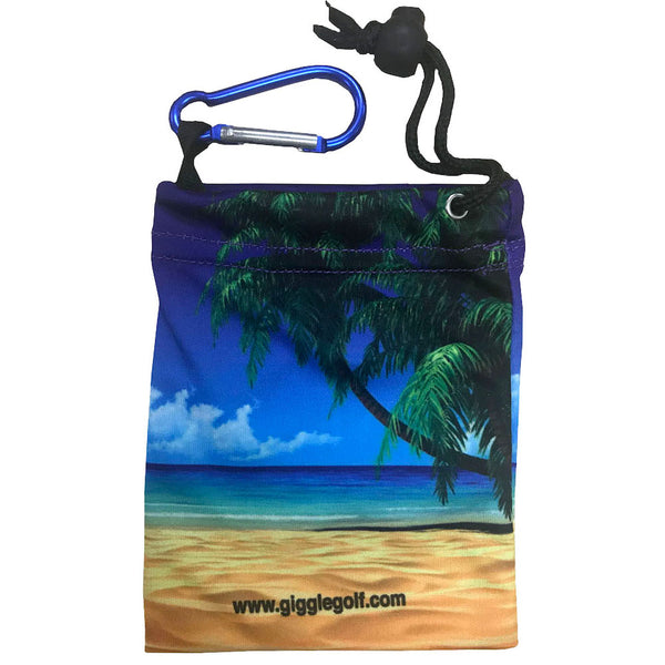 tropical beach scene clip on golf tee bag