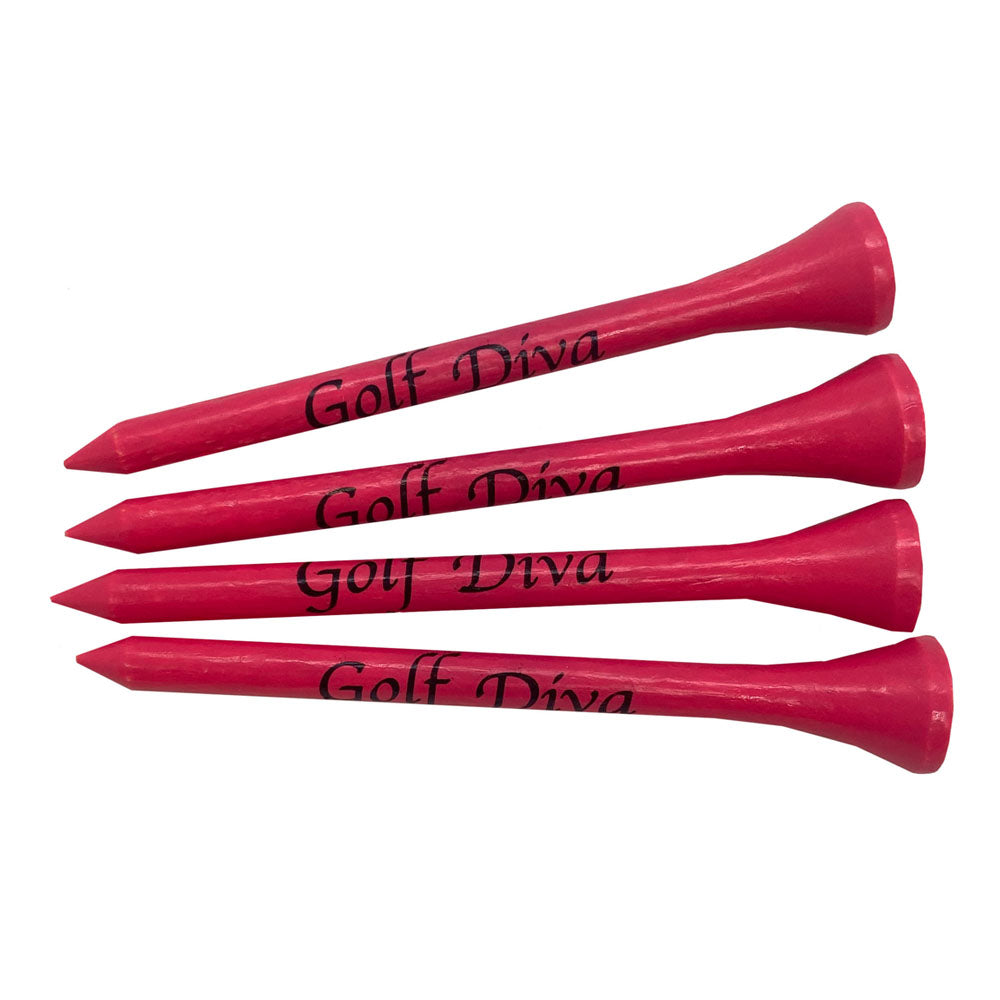 pink golf diva 2.75" wooden golf tees