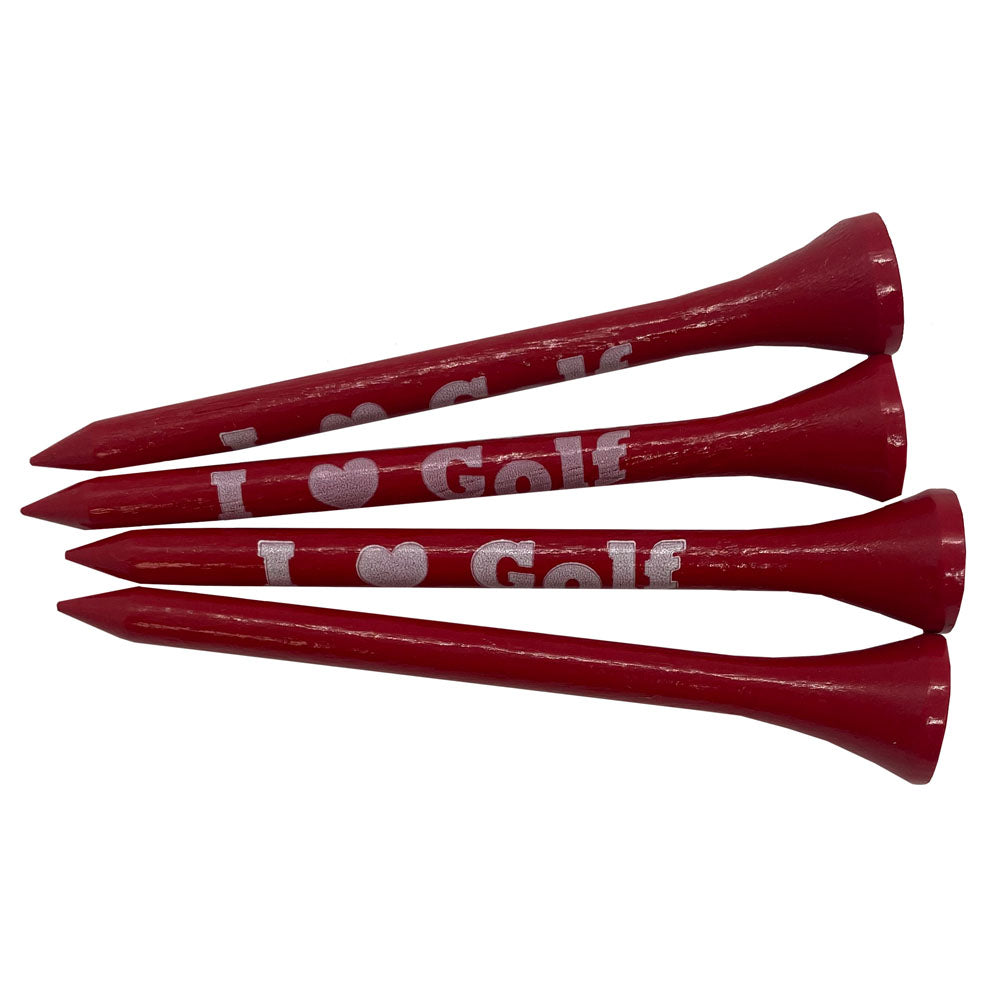 i love golf 2.75" red wooden golf tees