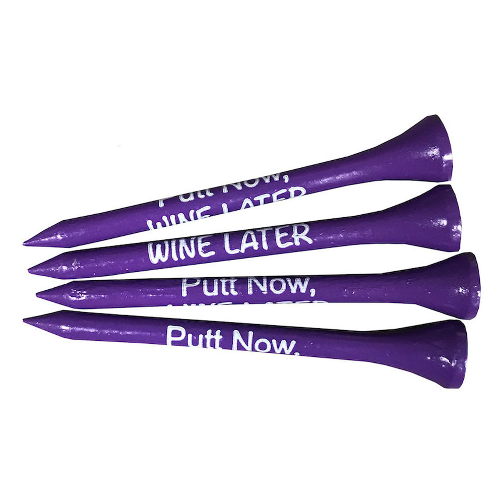 purple putt now wine later 2.75" wooden golf tees