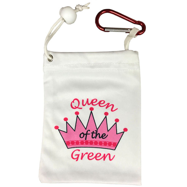 pink crown queen of the green clip on golf tee bag