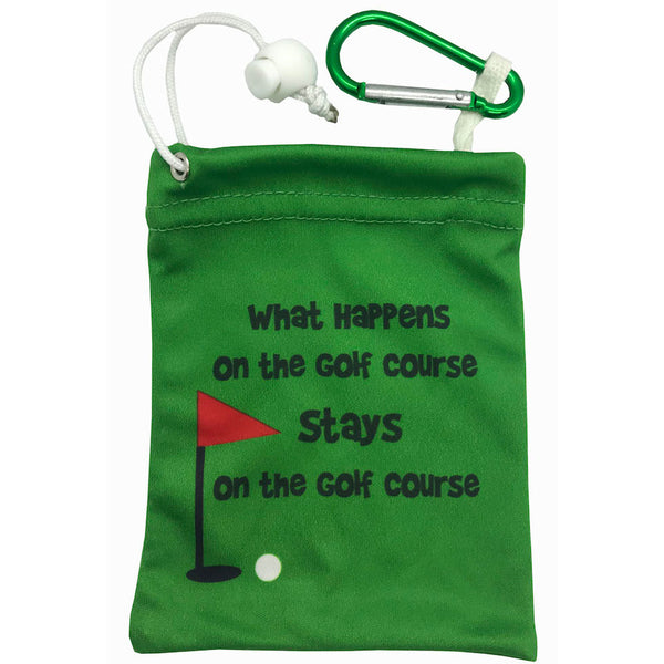 green what happens on the golf course stays on the golf course clip on golf tee bag