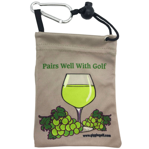 pairs well with golf white wine clip on golf tee bag