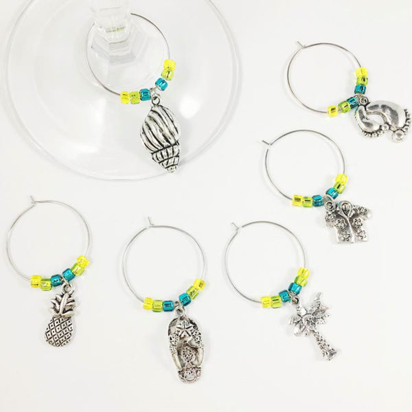 Tropical Wine Charms, Set of 6