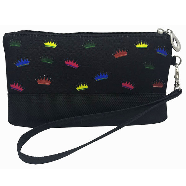mini small, colorful crowns, Queen Of The Green Wristlet Pouch With Strap